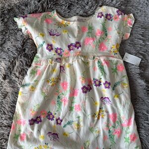 Cream Casual Sundress with Crew Neck and Short Sleeves